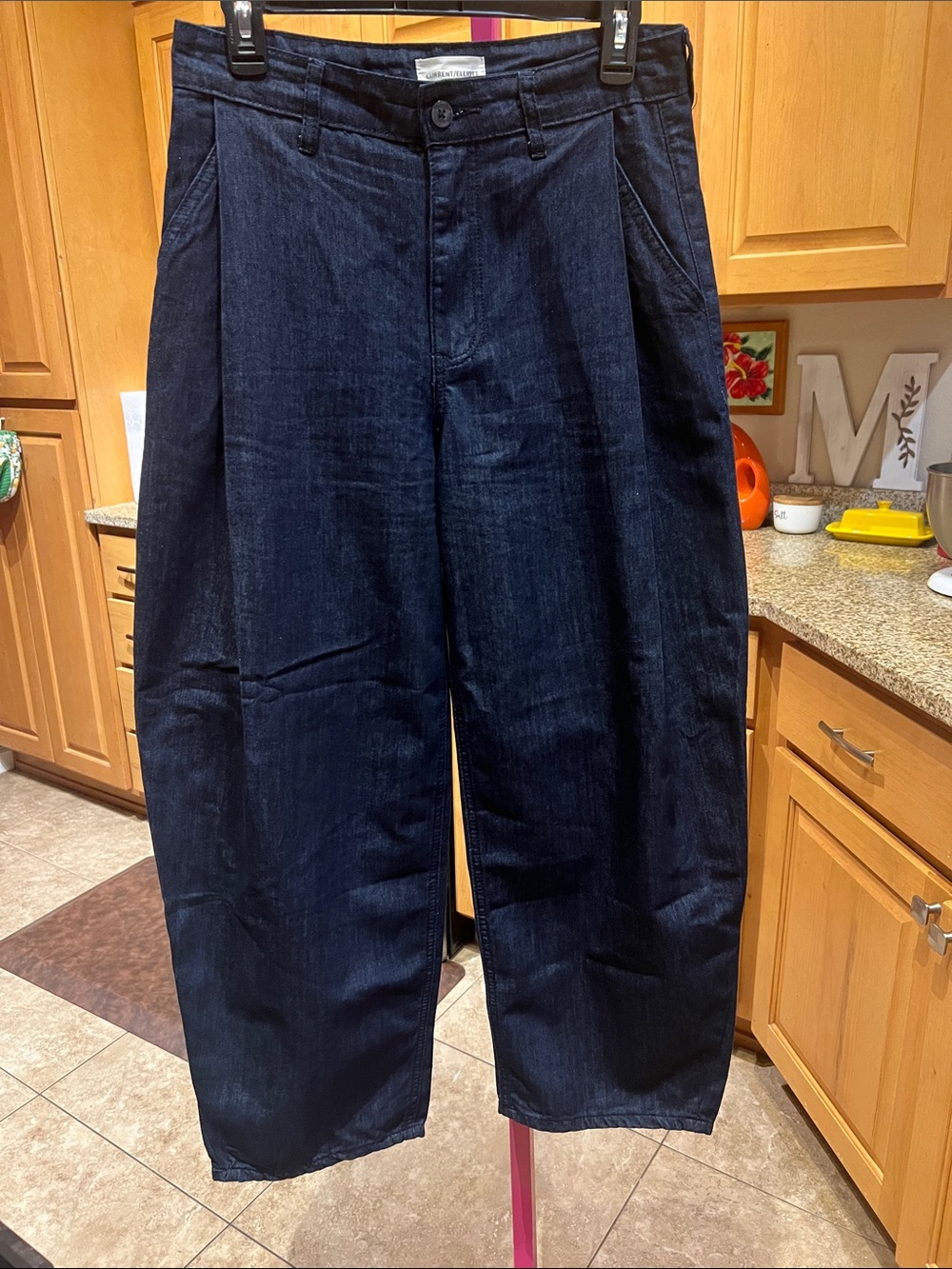 Current/Elliott Navy Wide-Leg Chinos